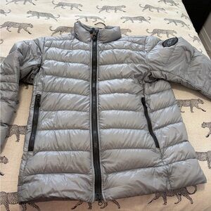 Canada Goose Silver Gray Quilted Puffer Jacket with Black Patch